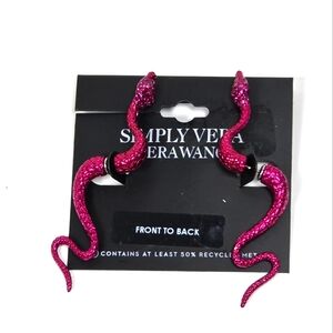 Simply Very Wang Pink Snake Earrings Front Back Nwt